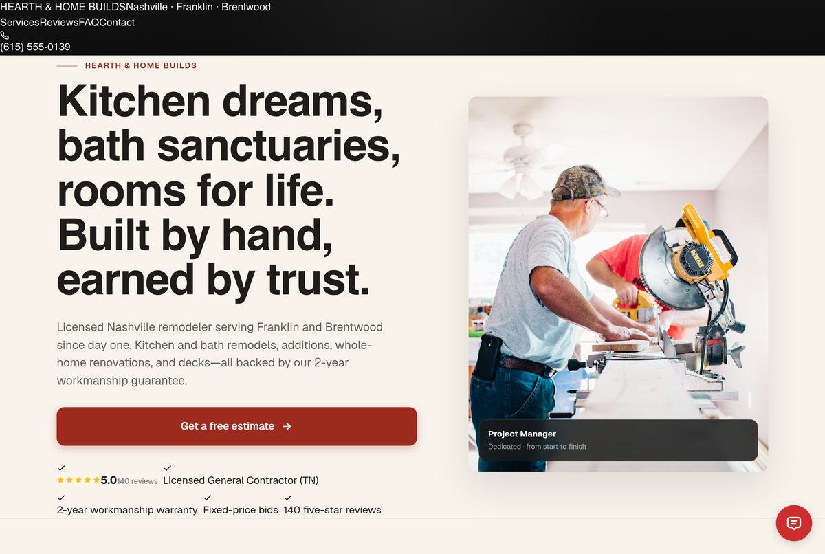 Hearth & Home Builds — live SeldonFrame workspace