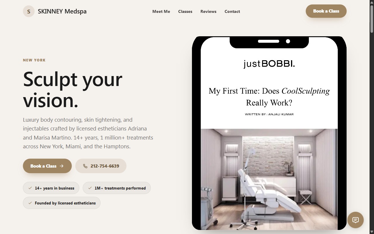SKINNEY Medspa — live SeldonFrame workspace