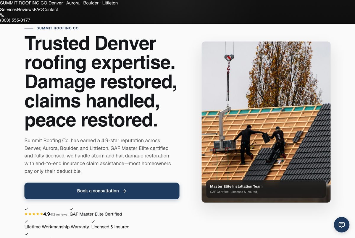 Summit Roofing Co. — live SeldonFrame workspace